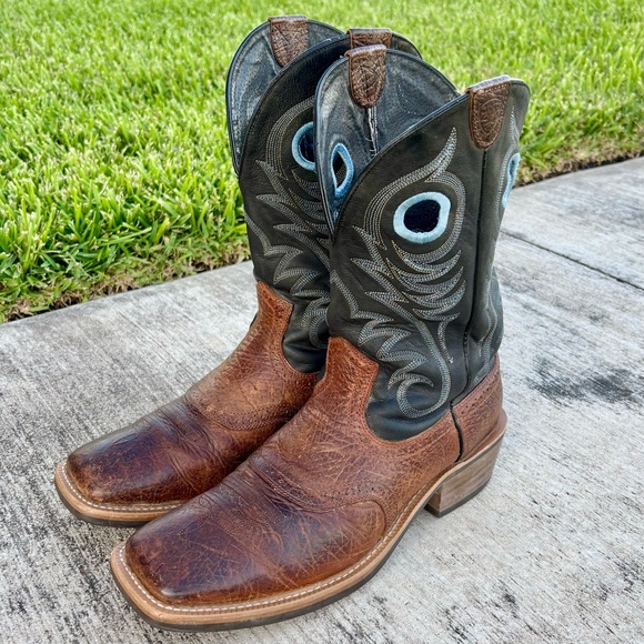 Ariat Heritage Roughstock Men’s Brown Leather Wide Square Toe Boots 13D 10014024 - Picture 3 of 16